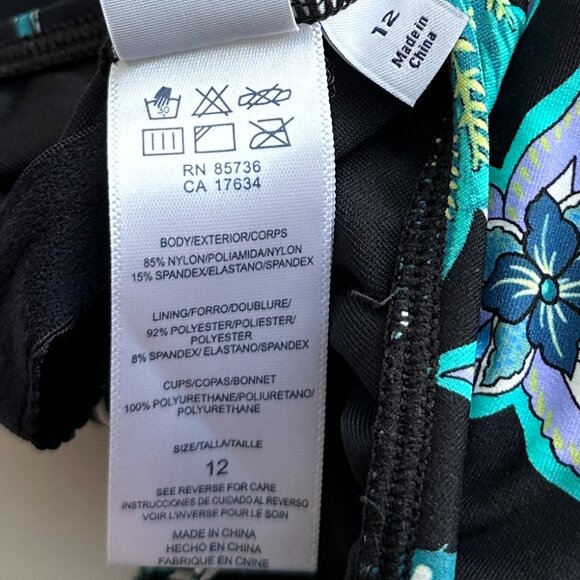 Beach House Tankini Swim Top Size 12 Adj Drawstring Hem Lined Bust Support - Picture 13 of 14